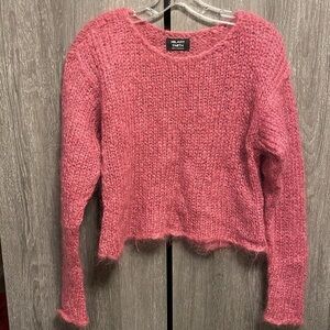 VTG Hilary Smith handmade cropped  frayed knit crewneck sweater